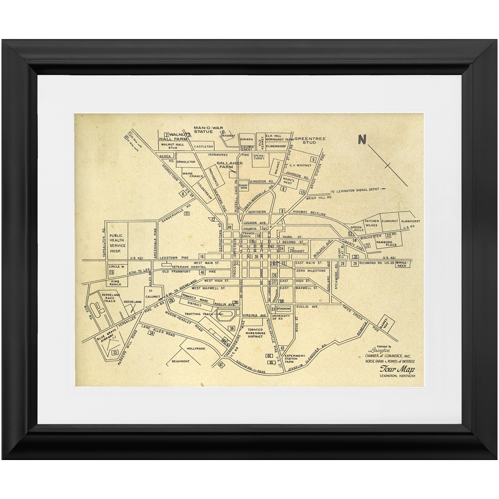 Vintage Horse Farm Lexington Map