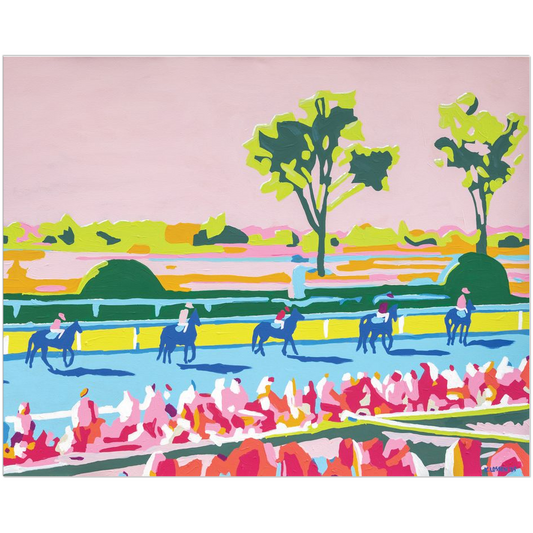 keeneland, racetrack, lexington, kentucky, horse racing, bright, colorful, neon, sporting art, print, thoroughbred