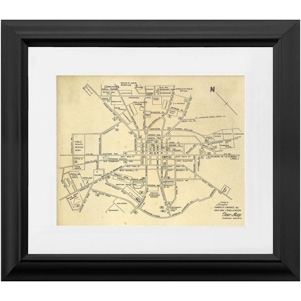 Vintage Horse Farm Lexington Map